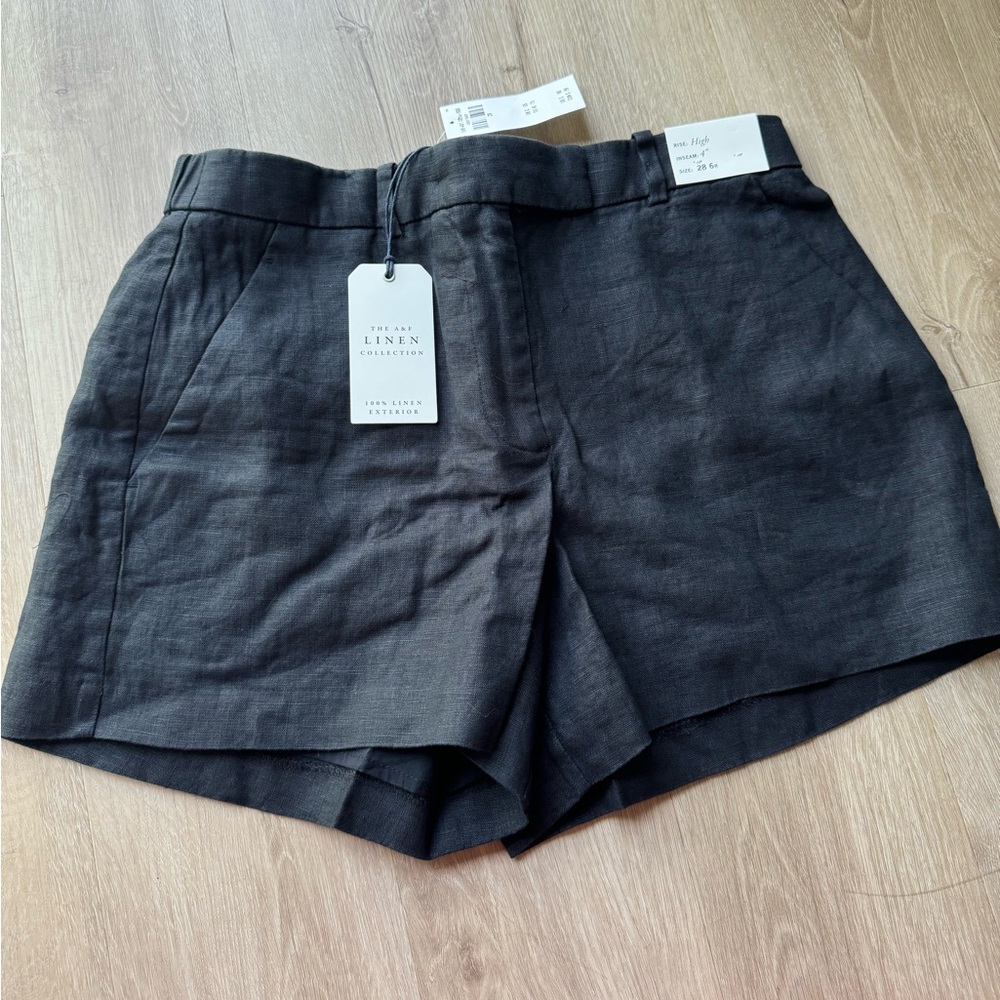 A&F Premium Linen Fixed Waist Short